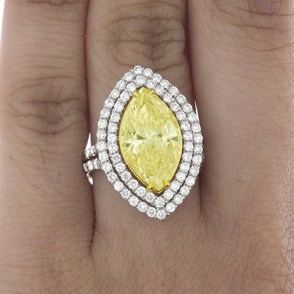 2.70 Carat FY Marquise Cut Diamond Ring 18k Gold